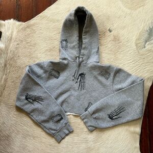 Grey skeleton sweatshirt crop top